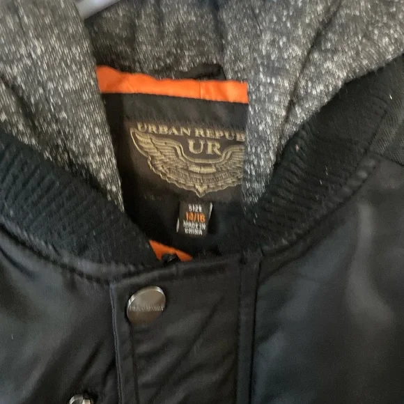 Urban republic hooded varsity jacket
